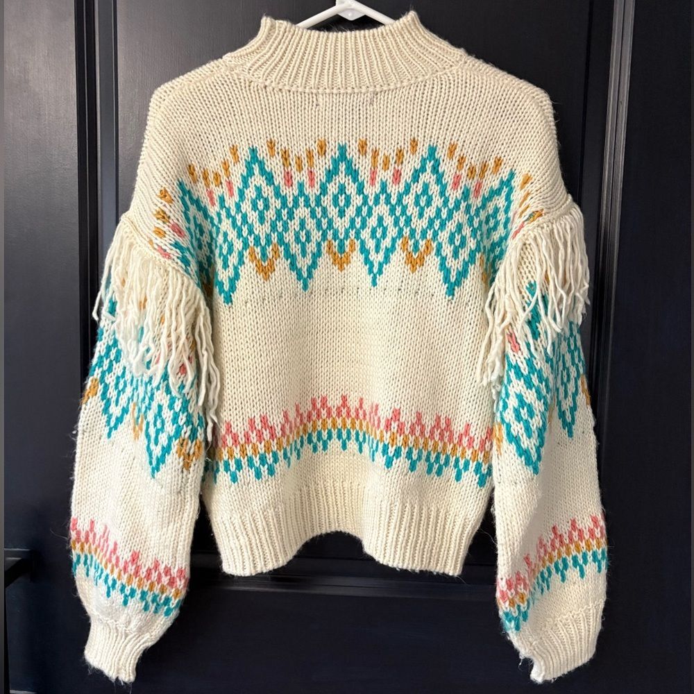 Rock & Roll | Southwestern Motif Cowboy Fringe Knit Sweater Oversized Small - Picture 6 of 8